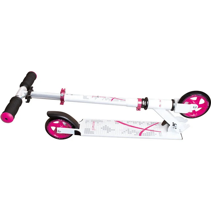 Muuwmi 347 'Aluminium Scooter 125 mm' Scooter, ab 6 Jahren, 2-fach höhenverstellbar bis 68 cm, klappbar, max. belastbar bis 100 kg, weiß/pink – Bild 3