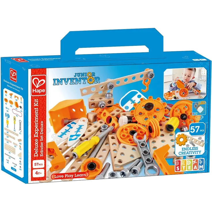 Hape E3032 'Erfinder Set Deluxe', Konstruktionsspielzeug, 57 Teile, ab 4 Jahren