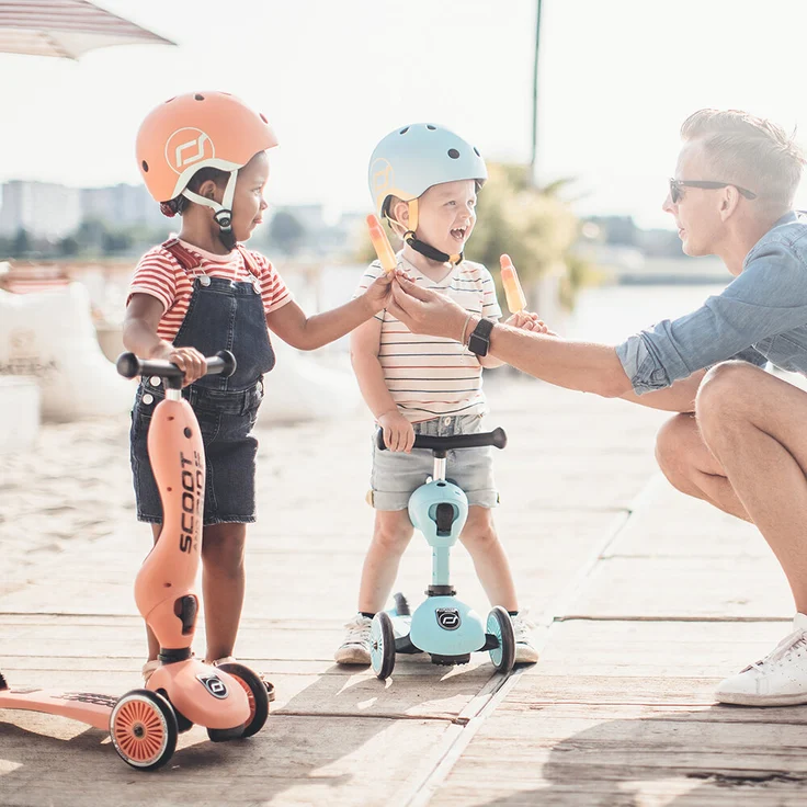 Scoot & Ride 'Highwaykick 1' Kickboard, ab 12 Monaten, 3-fach höhenverstellbar bis 64 cm, 2in1 mit Sitz, max. belastbar bis 50 kg, peach – Bild 4