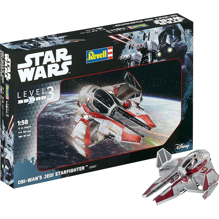Revell Modellbausatz Star Wars Obi Wan's Jedi Starfighter im Maßstab 1:58, Level 3, originalgetreue Nachbildung mit vielen Detai – Bild 1