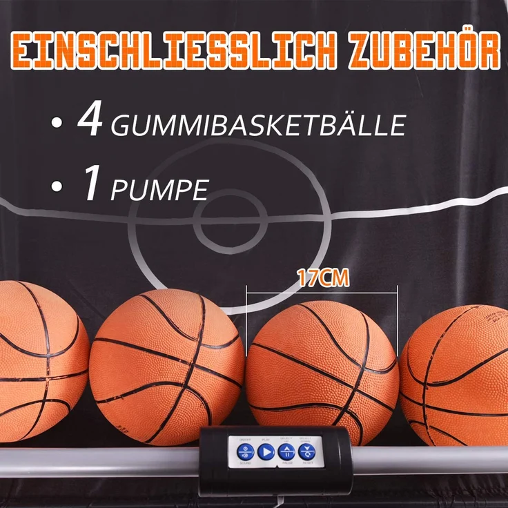 COSTWAY 'Doppelspiel Basketball Automat Basketballkorb Basketballständer Basketballspiel', Spiel für bis 4 Spieler, inkl. 4 Basketbällen, 1 Basketball Luftpumpe, 2 Basketballkörbe & Netz, LCD Anzeige und 2 Sensoren – Bild 9