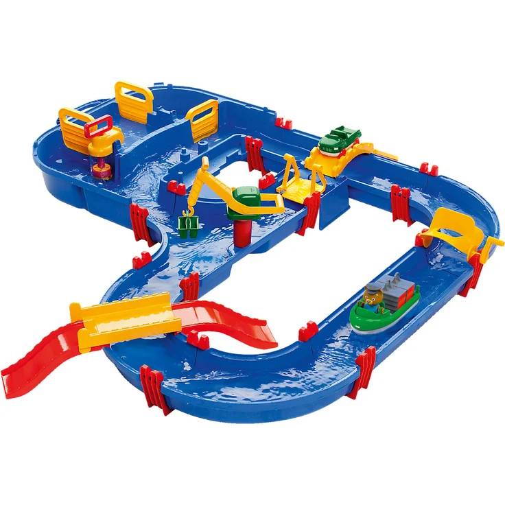 AquaPlay 'Megabridge' Wasserstraße, 105 x 120 x 22 cm, inkl. Schleuse, Hafenstation, Wasserfahrzeug, Schiff und Spielfigur – Bild 1