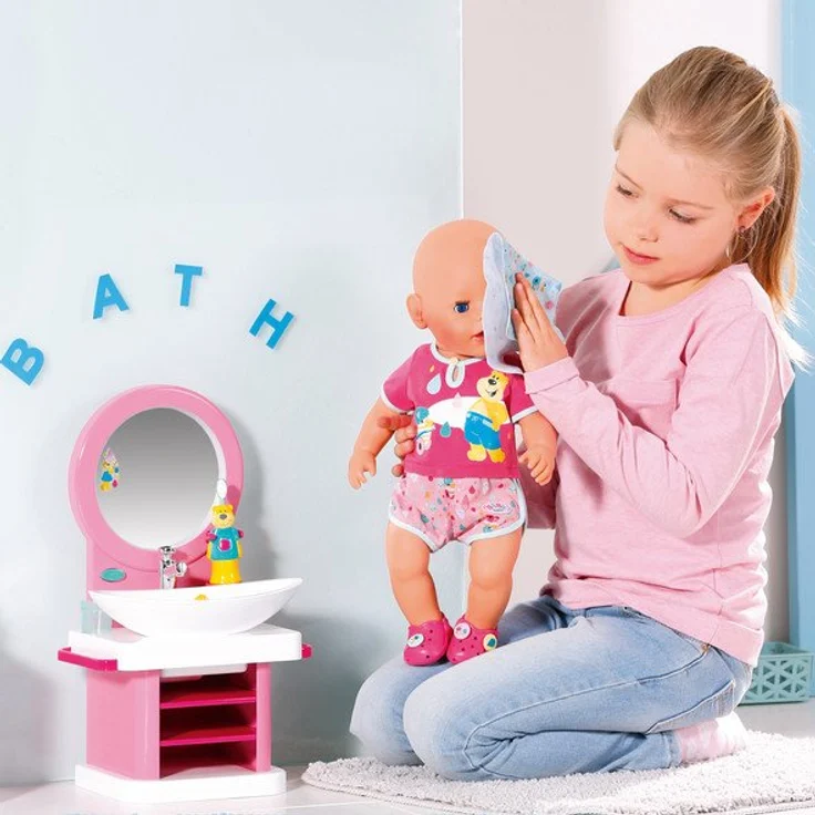 BABY born 'Bath Waschtisch' mit Licht-, Sound- und Wasserfunktion, inkl. Badezimmer-Accessoires, für Puppen mit einer Größe von 43 cm, ab 3 Jahren – Bild 6