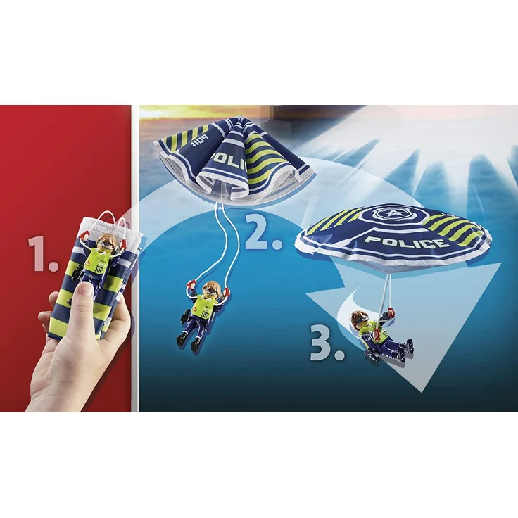 PLAYMOBIL City Action 70781 'Polizei-Fallschirm: Verfolgung des Amphibien-Fahrzeugs', 50 Teile, ab 5 Jahren – Bild 6