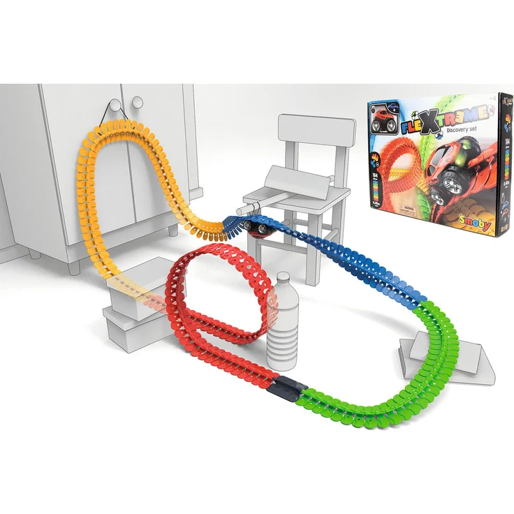 Smoby 'Flextrem Anfänger-Set', Autorennbahn-Set, 4,4 Meter Streckenlänge, 184 Teile, ab 4 Jahren - Preisvergleich – Bild 2