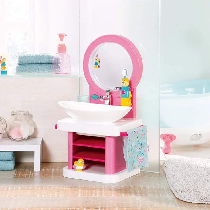 BABY born 'Bath Waschtisch' mit Licht-, Sound- und Wasserfunktion, inkl. Badezimmer-Accessoires, für Puppen mit einer Größe von 43 cm, ab 3 Jahren – Bild 4