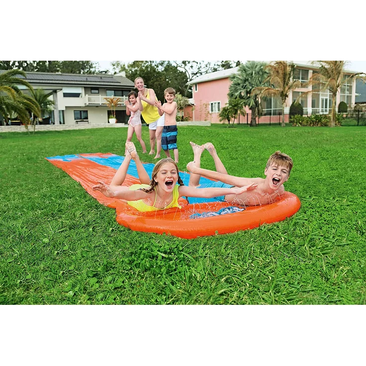Bestway H2OGO! 'Double' Doppel-Wasserrutsche, 488 x 138 cm, integrierter Wassersprinkler, einfacher Anschluss an Gartenschlauch – Bild 10