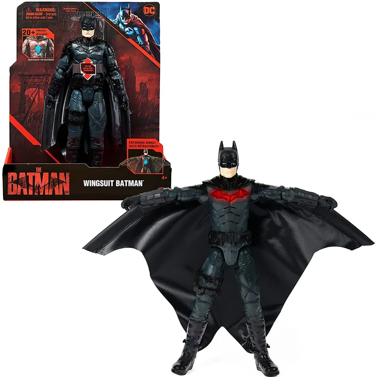 Spin Master Batman "The Batman" 30cm Deluxe Batman-Actionfigur mit sich ausbreitendem Wingsuit, Licht- und Soundeffekten zum Batman-Kinofilm, Spielfigur