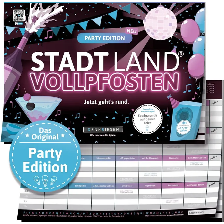VOLLPFOSTEN® - Party Edition STADT LAND VOLLPFOSTEN® - PARTY EDITION - ""Jetzt geht’s rund. ""