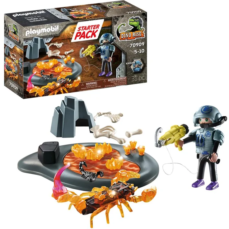 Playmobil Dino Rise 70909 'Starter Pack Kampf gegen den Feuerskorpion', 31 Teile, ab 5 Jahren