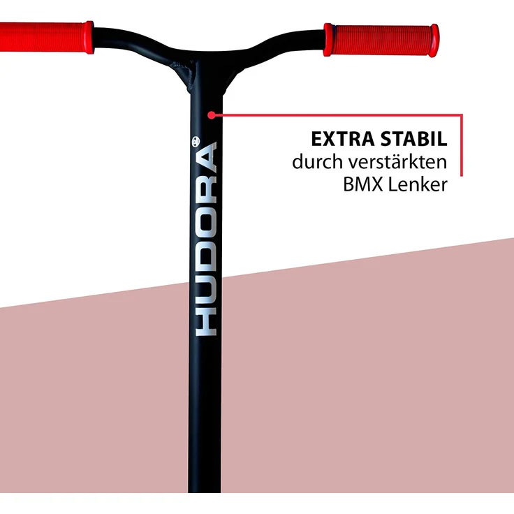 HUDORA 14026 'Stunt-Scooter XQ-13' Scooter, ab eta 8 Jahre, Lenkerhöhe ca. 82,5 cm, 360° Lenkung, 50er BMX-Lenker, max. belastbar bis 100 kg, rot – Bild 3
