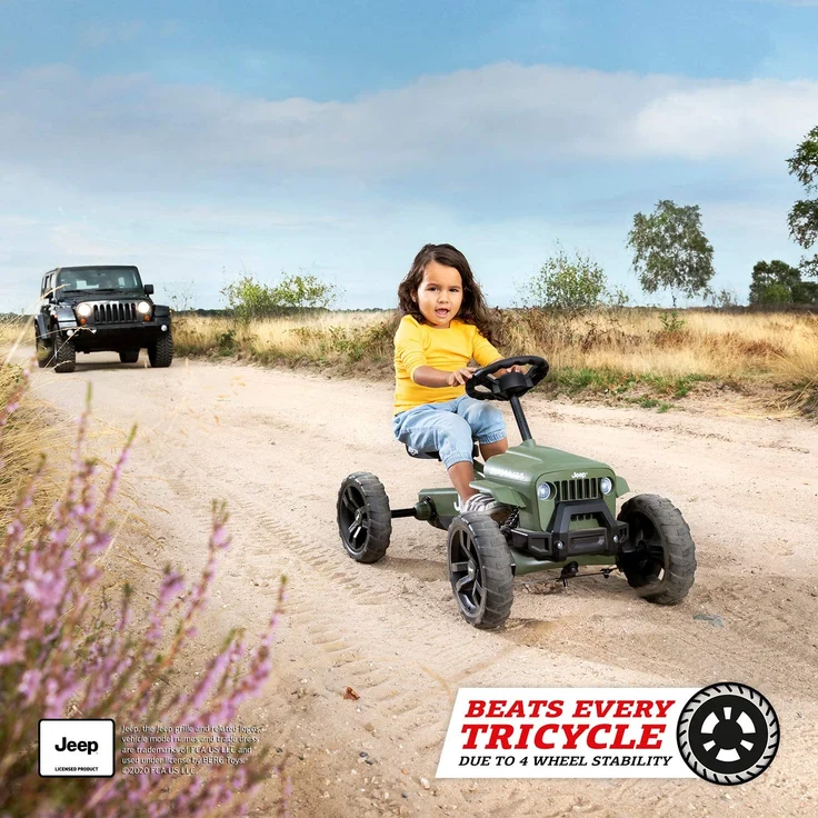 BERG Gokart S 'Buzzy Jeep Sahara', ab 2 Jahren, max. belastbar bis 30 kg, Direct-Drive-System, flüsterleise Airless Räder, grün – Bild 4
