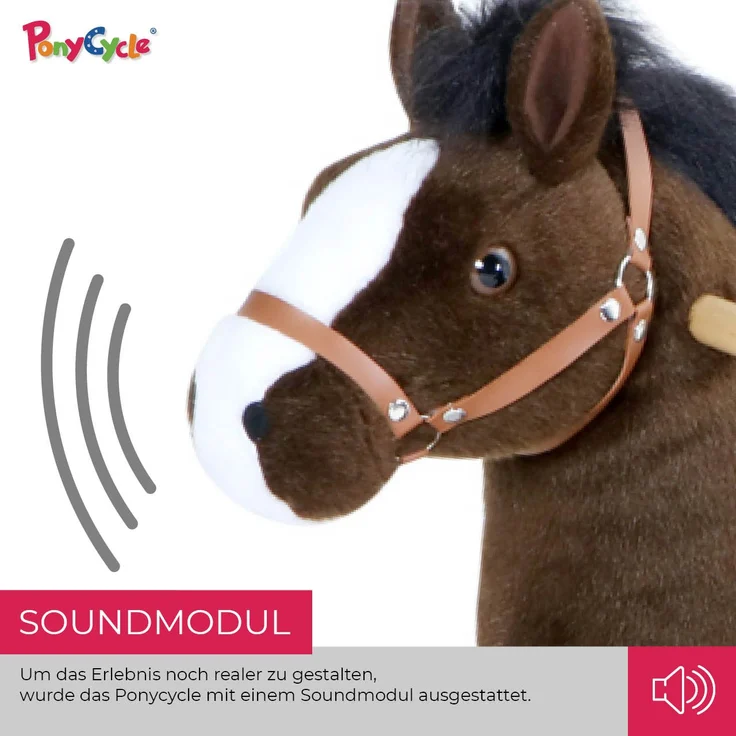Ponycycle Mister Ed" Pferd Braun small Schaukelpferd auf Rollen mit Sound (U-Serie Modell 2022)" – Bild 8