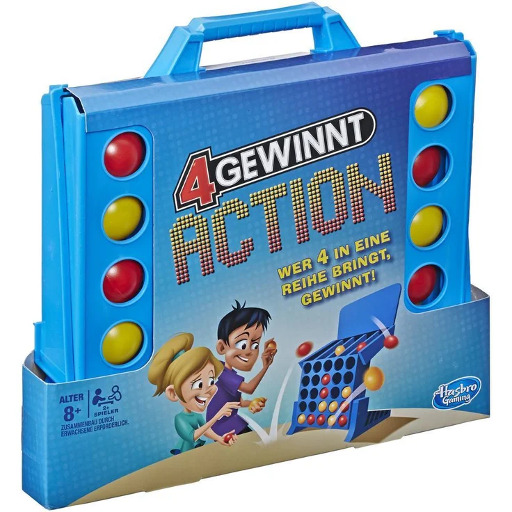 Hasbro Gaming '4 Gewinnt Action' Geschicklichkeitsspiel, ab 8 Jahren, 2+ Spieler, temporeiches Kinderspiel mit integrierter Aufbewahrungsbox – Bild 3