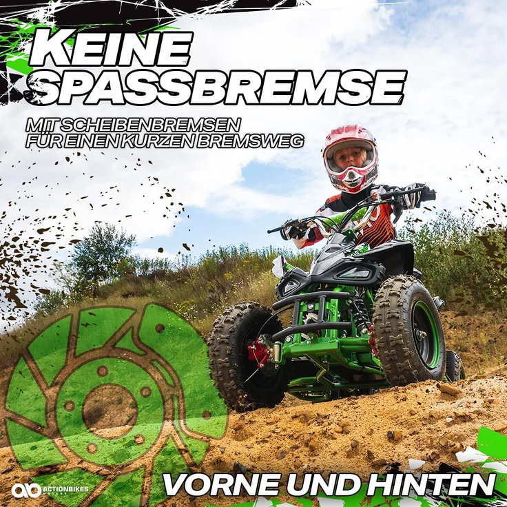 Elektro Quad Miniquad Kinder Racer 1000 Watt Pocket Kinderquad Pocketbike ATV (Schwarz/Grün) – Bild 7
