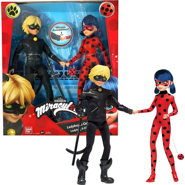 Bandai - Miraculous Ladybug und Cat Noir,ca. 26cm