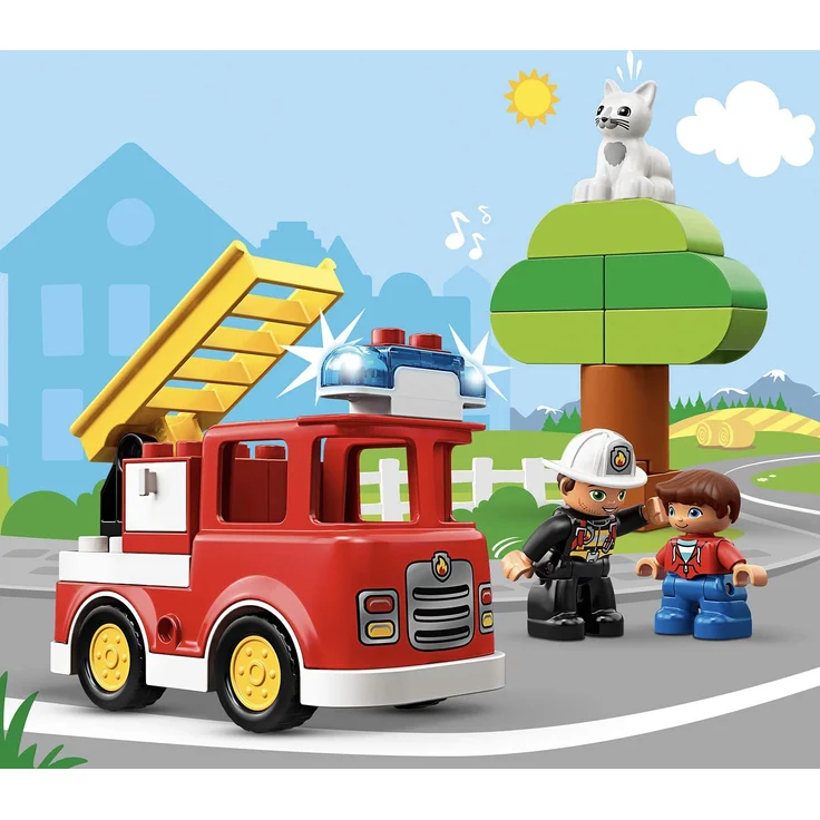 LEGO DUPLO 10901 'Feuerwehrauto', 21 Teile, ab 2 Jahren, mit Licht- und Soundeffekten, inkl. Feuerwehrmann, Kind und Katzenfigur – Bild 5