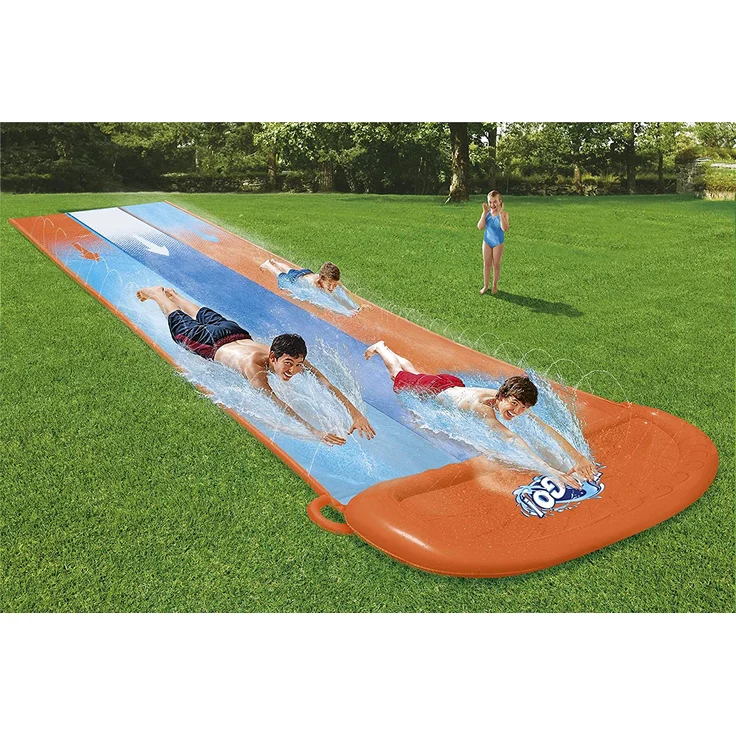 Bestway H2OGO! 'Triple' 3er-Wasserrutsche, 488 x 207 cm, integrierter Wassersprinkler, einfacher Anschluss an Gartenschlauch – Bild 9