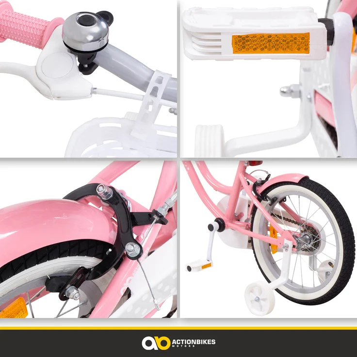 Kinderfahrrad Starlight 16 Zoll Kinder Mädchen Fahrrad mit Stützrädern Korb rosa – Bild 4