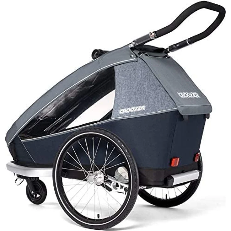 Croozer 'Kid Vaaya 1' Fahrradanhänger 2020, Graphite Blue, 1-Sitzer, inkl. Fahrrad-Set, Buggyrad, Wetterverdeck, Kopfpolster, integriertes Sensor-Licht – Bild 3