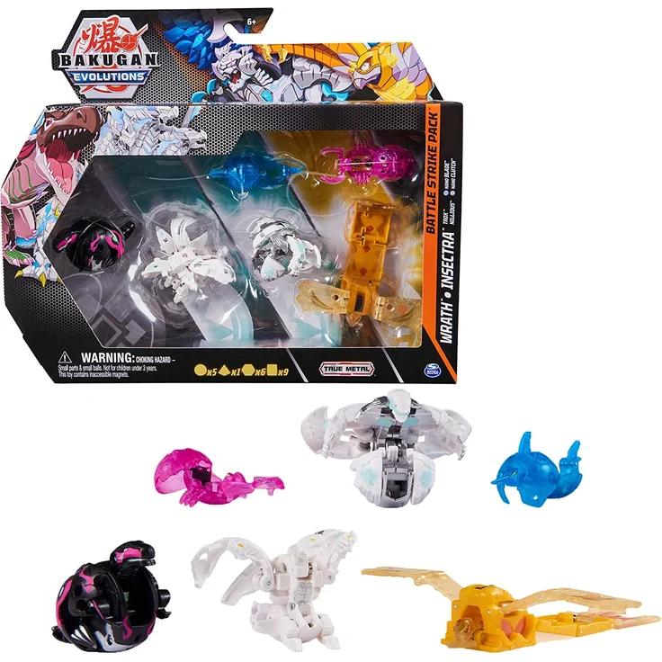 Spin Master Bakugan Evolutions Battle Strike 6 Pack Skill Game (Includes 3 Bakugan Balls 2 Nanogan and 1 Geogan)