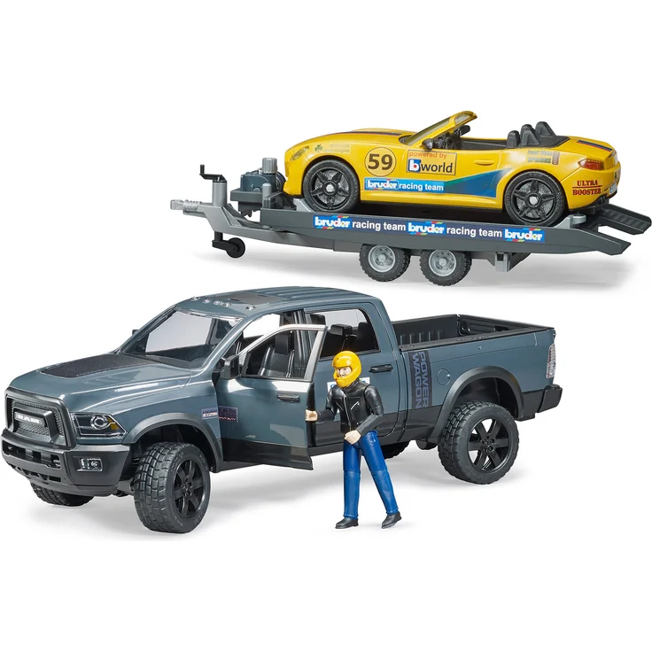Bruder 02504 'RAM 2500 Power Wagon und Roadster Bruder Racing Team', ab 4 Jahren, 1:16, inkl. abnehmbarer Anhängekupplung – Bild 5