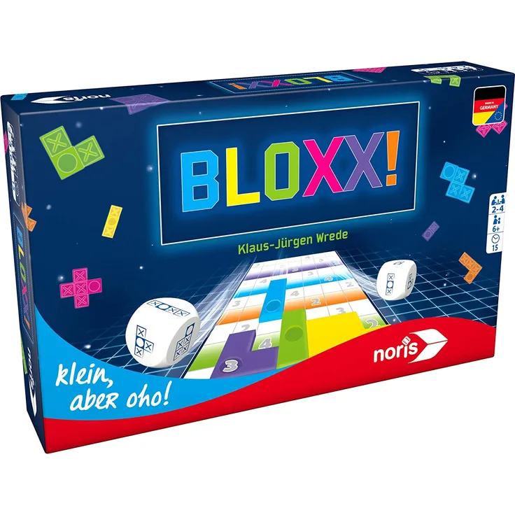 Noris 606101796 Bloxx Der bekannte Videospiel-Klassiker als Würfelspiel für Zuhause oder unterwegs, ab 6 Jahren