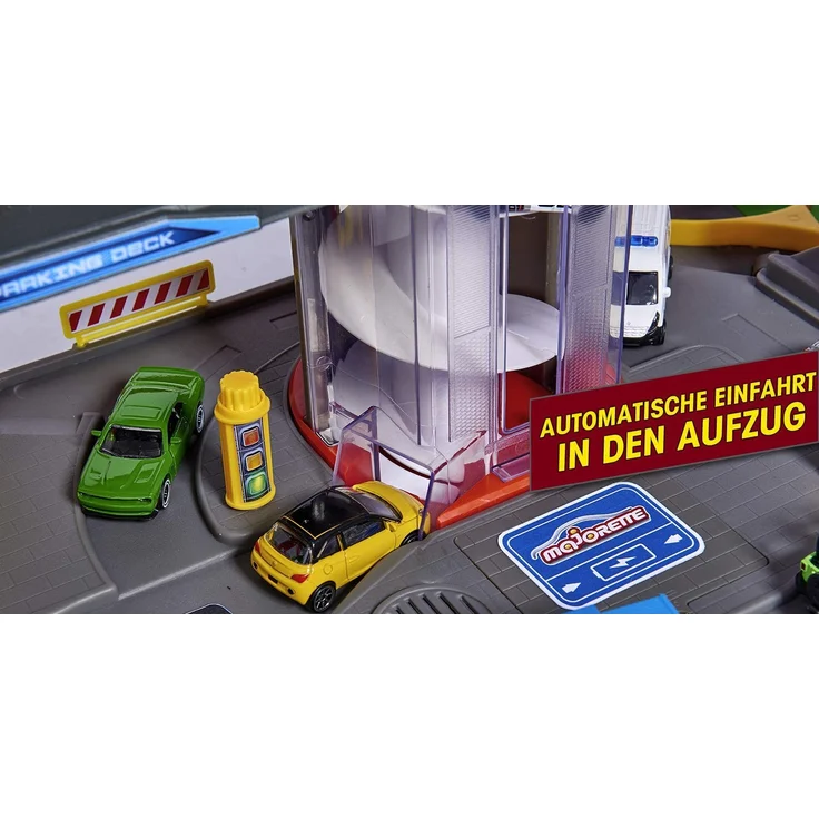 Majorette 'Super City Garage', motorisierte Bahn für Modellautos mit Parkplätzen und Eisenbahn, sieben Etagen, ab 5 Jahren – Bild 4