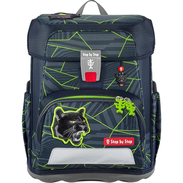 Step by Step Cloud 'Dark Cat Chiko' Anfängerranzen Set, 5-teilig, 19 Liter, inkl. wechselbare Motive, grün/grau/schwarz – Bild 7