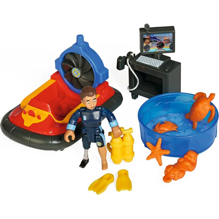 Simba 'Sam Neue Wasserwacht', ab 3 Jahren, mit Hubschrauberlandeplatz, Hovercraft, Rutsche und 2 verschiedenen Sounds, inkl. Figur Jodie und zahlreichem Zubehör – Bild 6