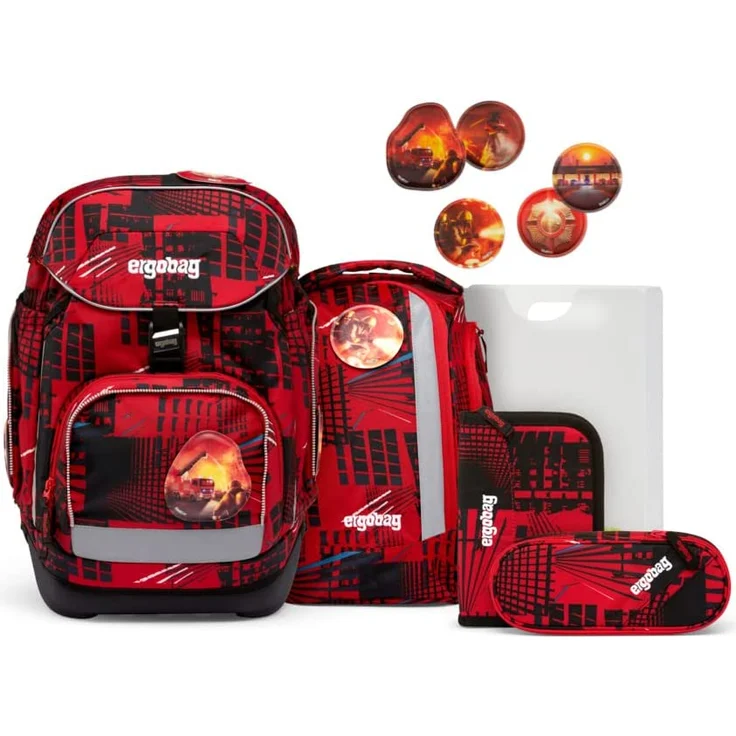 Ergobag Pack 'AlarmBärreitschaft' Schulranzen-Set, 20 Liter, 6-teiliges Set, 2023, rot/schwarz – Bild 1