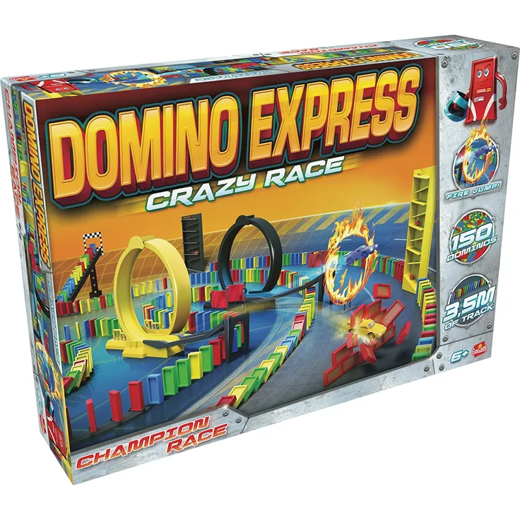 Goliath 81008 'Domino Express Crazy Race', ab 6 Jahren, 1 Spieler, aufregende Stunts mit Dominosteinen