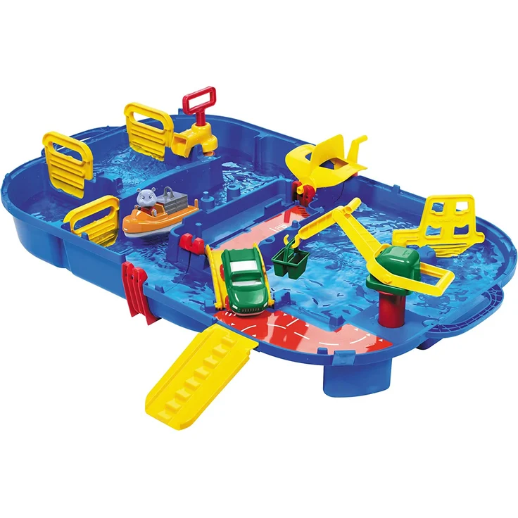 AquaPlay 'Aquabox mit Schleuse' Wasserbahn, 85 x 65 x 22 cm, inkl. Kran, Wasserrad, Amphibienauto und Spielfigur, LockBox – Bild 1