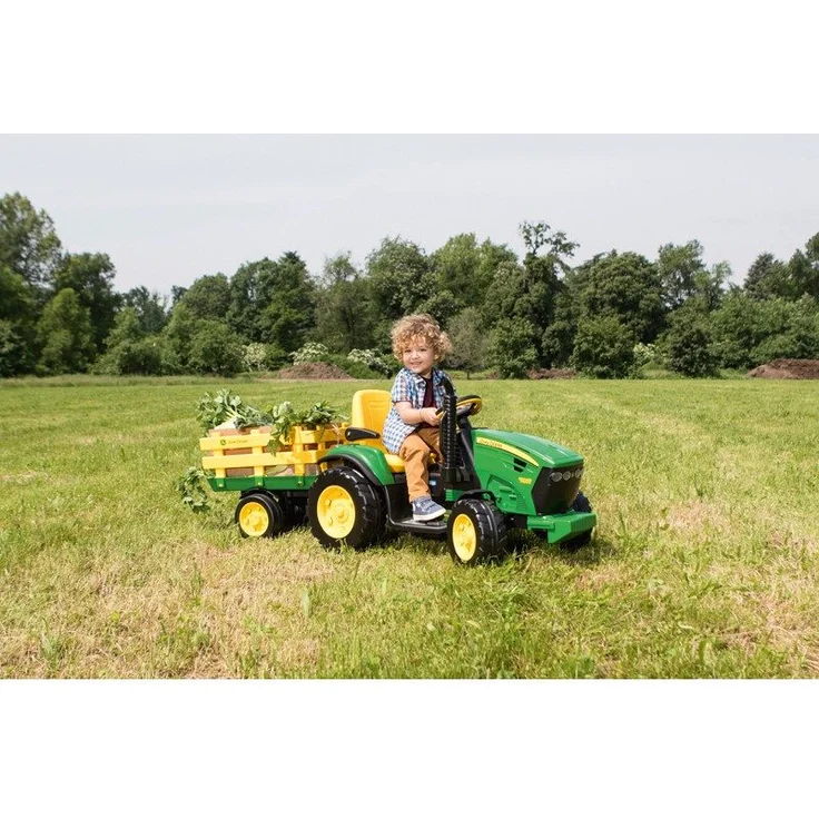 Peg Perego 'John Deere Ground Force' Elektro-Traktor, zwei 12 V Elektromotoren, inkl. Anhänger und vielen Features – Bild 8