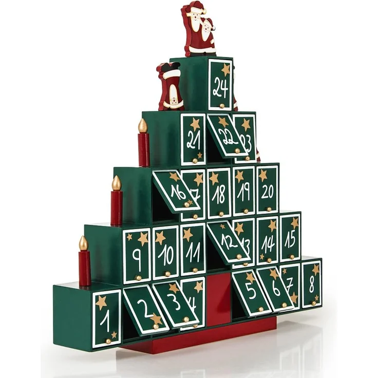 Wiederverwendbarer Adventskalender zum Befüllen 24 Türchen Weihnachten Kinder DIY weihnachtliche Holz Dekoration – Bild 2