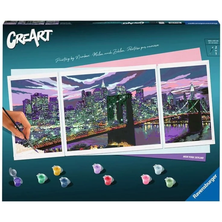 Ravensburger 23551 - CreArt, Malen nach Zahlen, New York Skyline, 100x40cm, Malset – Bild 1