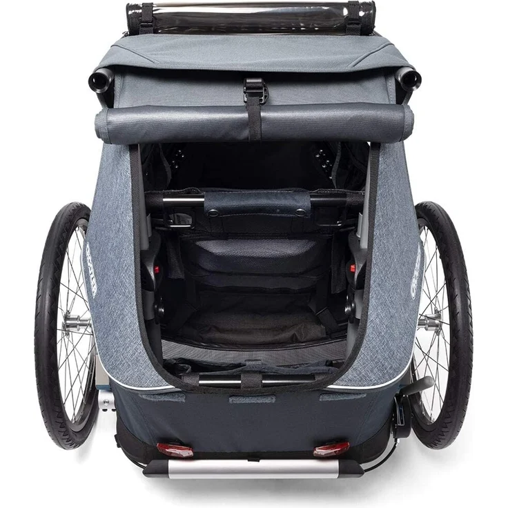 Croozer 'Kid Vaaya 1' Fahrradanhänger 2020, Graphite Blue, 1-Sitzer, inkl. Fahrrad-Set, Buggyrad, Wetterverdeck, Kopfpolster, integriertes Sensor-Licht – Bild 7