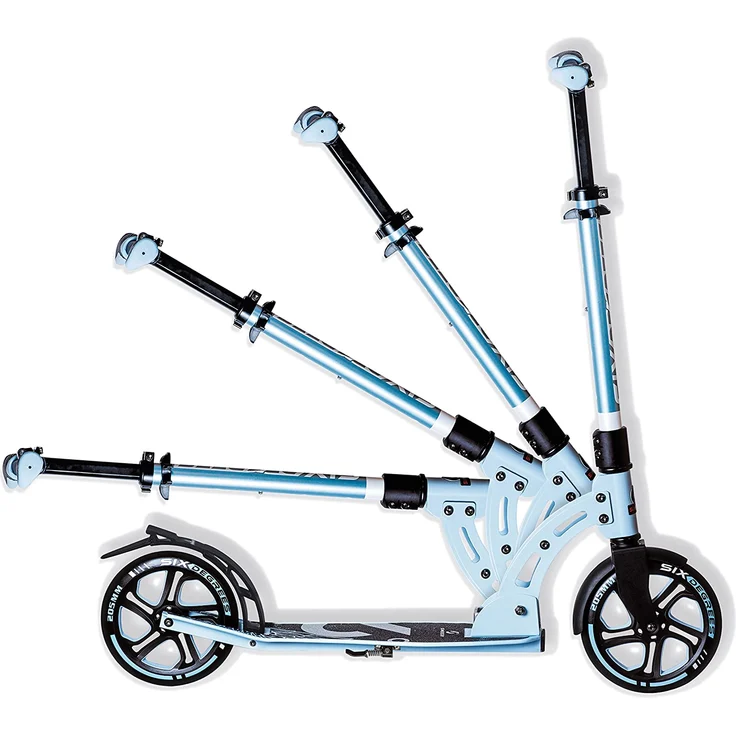 Six Degrees 568 'Aluminium Scooter 205 mm' Scooter, ab 6 Jahren, 5-fach höhenverstellbar bis 102 cm, klappbar, max. belastbar bis 100 kg, pastellblau – Bild 5
