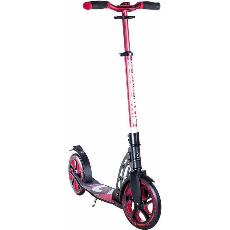 Six Degrees 513 'Aluminium Scooter 230/215 mm' Scooter, ab 6 Jahren, 5-fach höhenverstellbar bis 106 cm, klappbar, max. belastbar bis 100 kg, rot – Bild 1