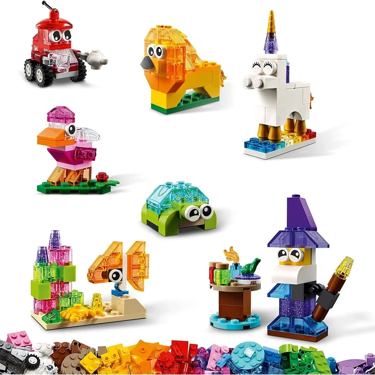 LEGO Classic 11013 'Kreativ-Bauset mit durchsichtigen Steinen', 500 Teile, ab 4 Jahren, Spielset mit acht inspirierenden Bauideen – Bild 3