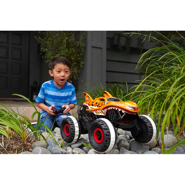 Mattel HGV87 'Hot Wheels R/C MT Tiger Shark', ab 4 Jahren, 1:15, bis zu 9,7 km/h, orange/schwarz – Bild 9