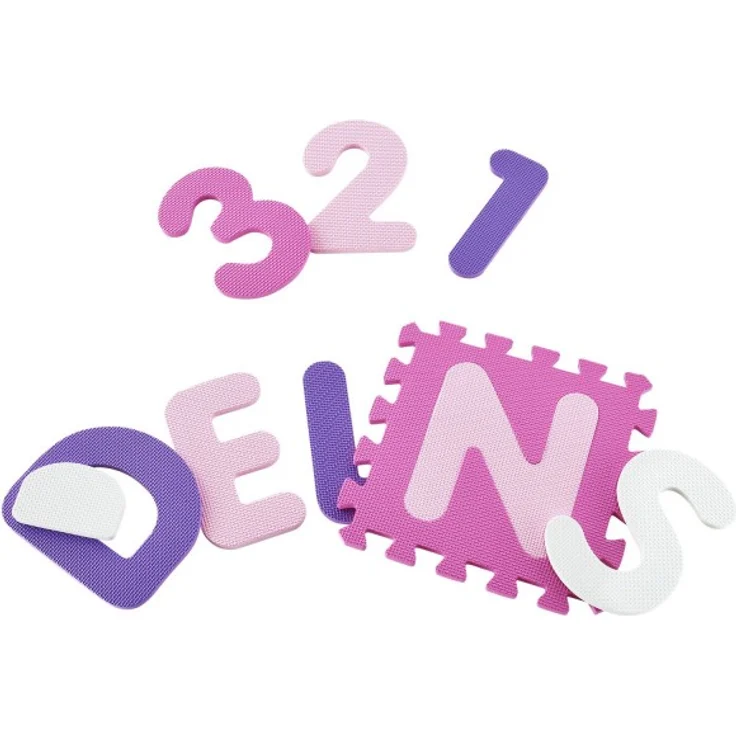 Juskys 'Juna' Puzzlematte, 36 Teile mit Buchstaben A-Z & Zahlen 0-9 - rutschfest, rosa – Bild 7