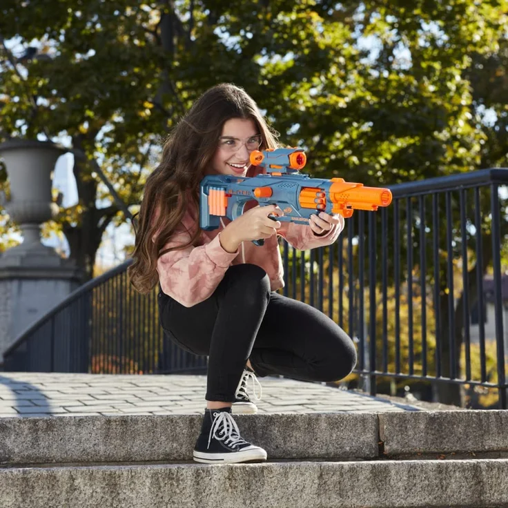 Nerf 'Elite 2. 0 Eaglepoint RD-8' Blaster, ab 8 Jahren, 8-Dart Trommel, Reichweite 27 m, blau/orange – Bild 4