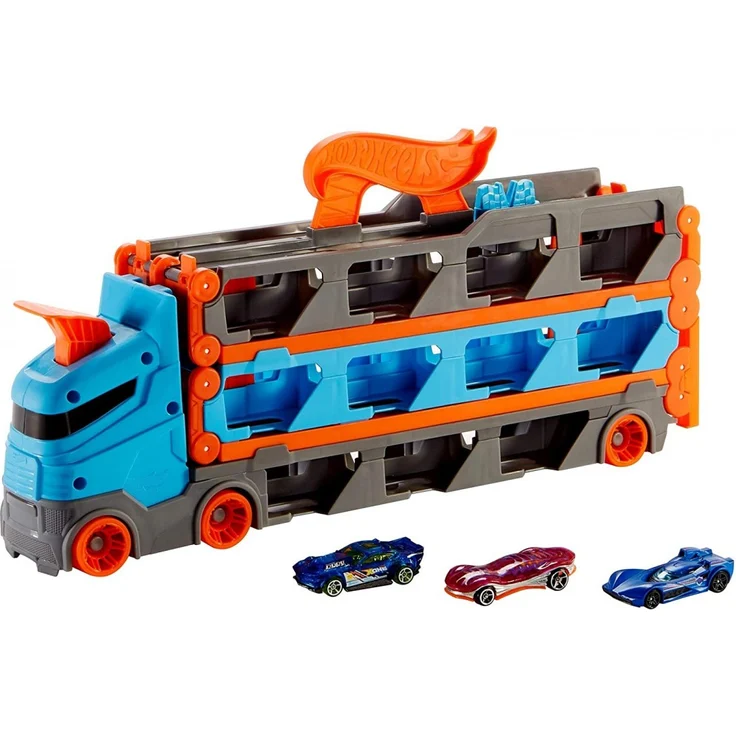 Mattel GVG37 Hot Wheels 2-in-1 Rennbahn Transporter, 1,8 Meter Streckenlänge, ab 4 Jahren – Bild 3