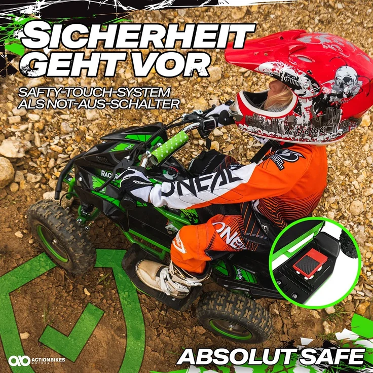 Elektro Quad Miniquad Kinder Racer 1000 Watt Pocket Kinderquad Pocketbike ATV (Schwarz/Grün) – Bild 5