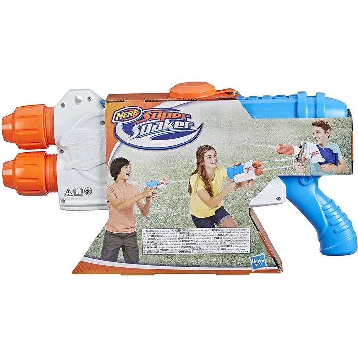 Nerf Super Soaker 'Barracuda' Wasserblaster, 1 Liter Wassertank, bis zu 9 Meter Reichweite, mit zwei Läufen, ab 6 Jahren – Bild 4