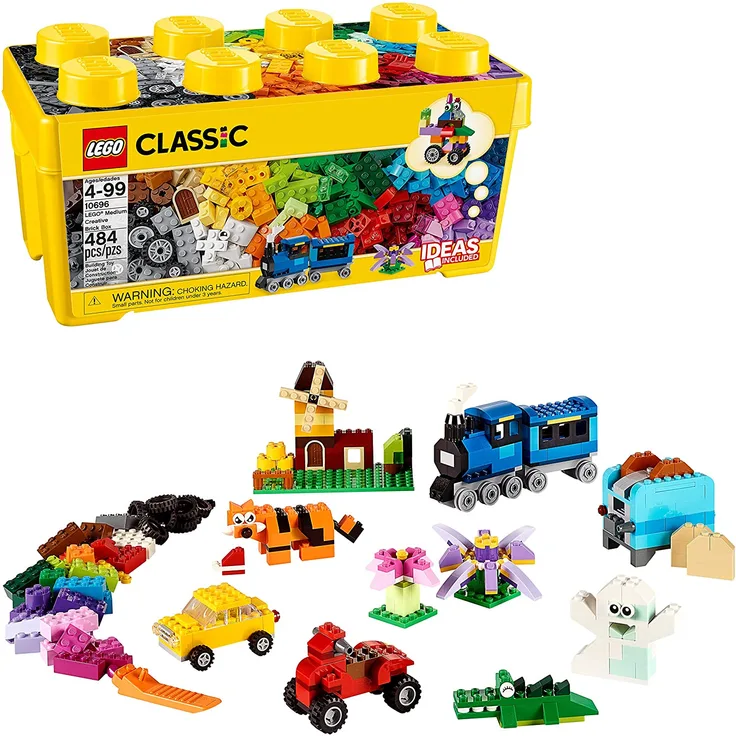 LEGO Classic 10696 'Mittelgroße Bausteine-Box', 484 Teile, ab 4 Jahren, LEGO-Steine in 35 verschiedenen Farben, inkl. speziellen Elementen