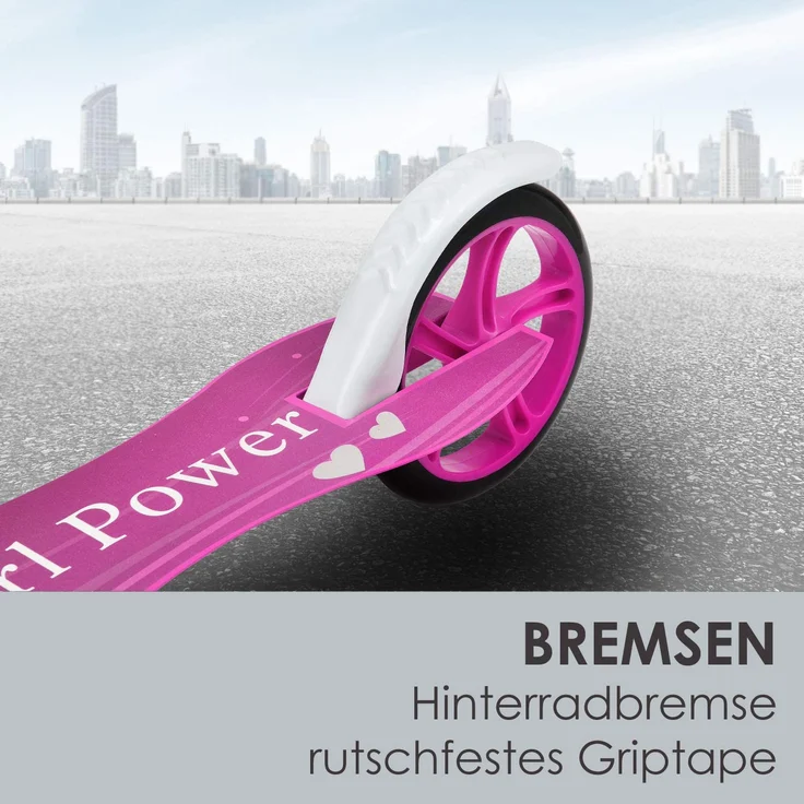 ArtSport 24620 'Cityroller Girl Power' Scooter, ab 3 Jahren, 3-fach höhenverstellbar bis 106 cm, klappbar, max. belastbar bis 100 kg, pink – Bild 6