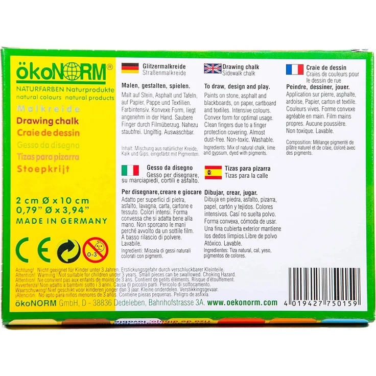 ökoNorm 'Straßenmalkreide, Pappetui, eckig - 7 Farben', abwaschbar – Bild 3