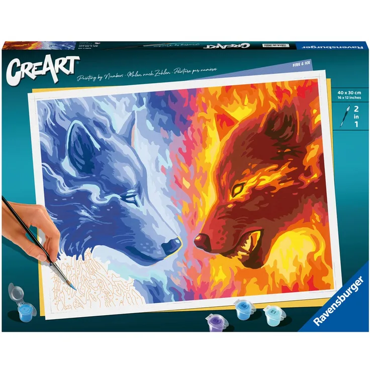 Ravensburger 23549 - CreArt, Malen nach Zahlen, Fire & Ice, 40x30cm, Malset